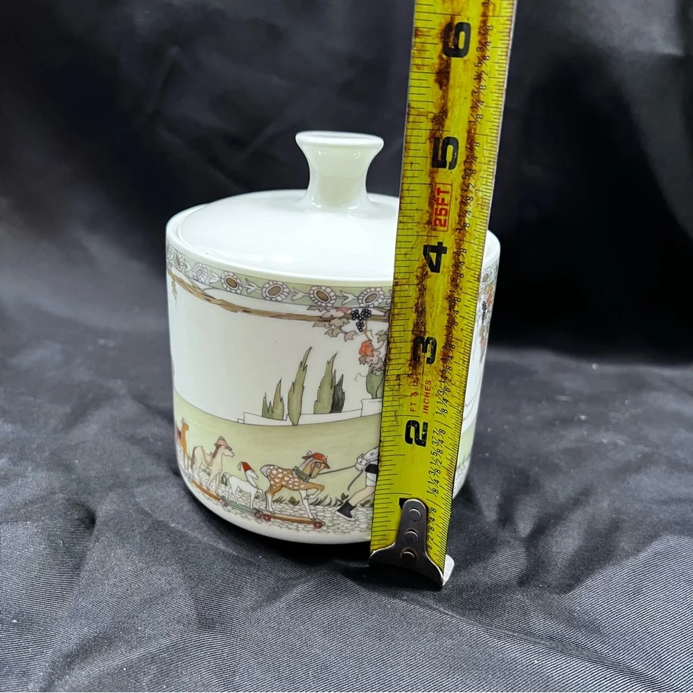 1987 Minton England Royal Doulton - Golden Days - Lidded Sugar Bowl Jar Vintage‎
